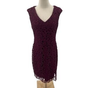 NWT Lauren Ralph Lauren Red Floral Lace Sleeveless Evening Dress Size 6